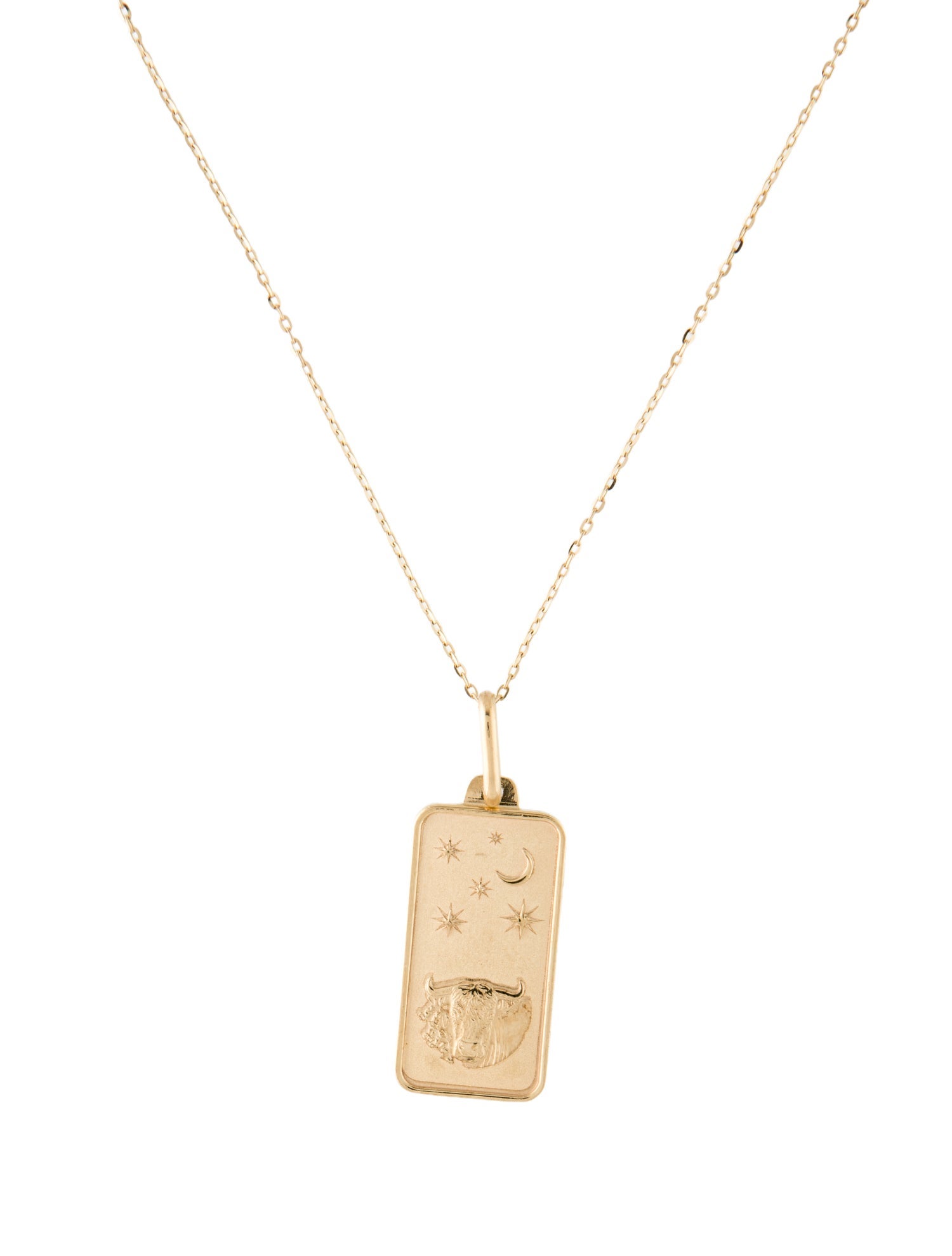 Necklace 14K Taurus Zodiac Dog Tag Pendant Necklace