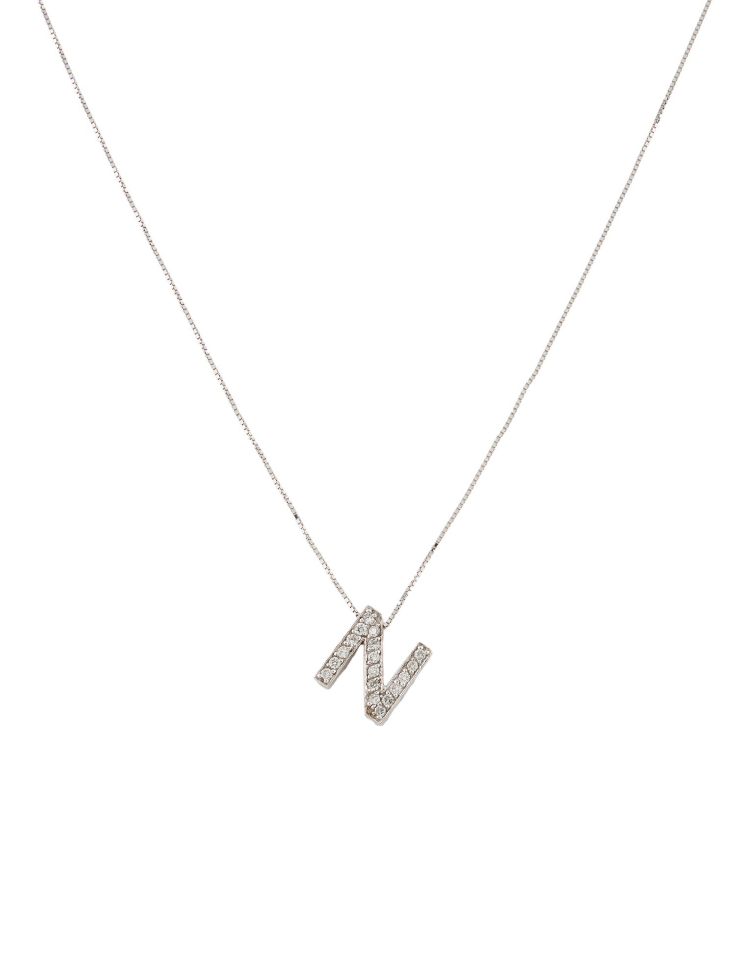 Necklace 14K Diamond Letter "N" Initial Pendant Necklace