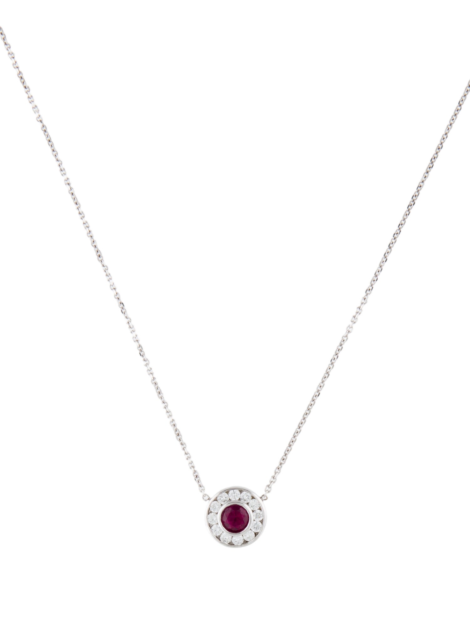 Necklace 14K Ruby & Diamond Pendant Necklace