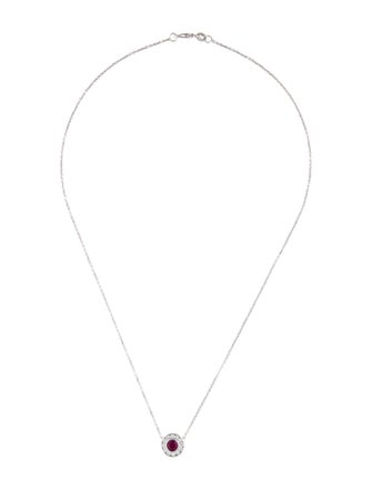 Necklace 14K Ruby & Diamond Pendant Necklace