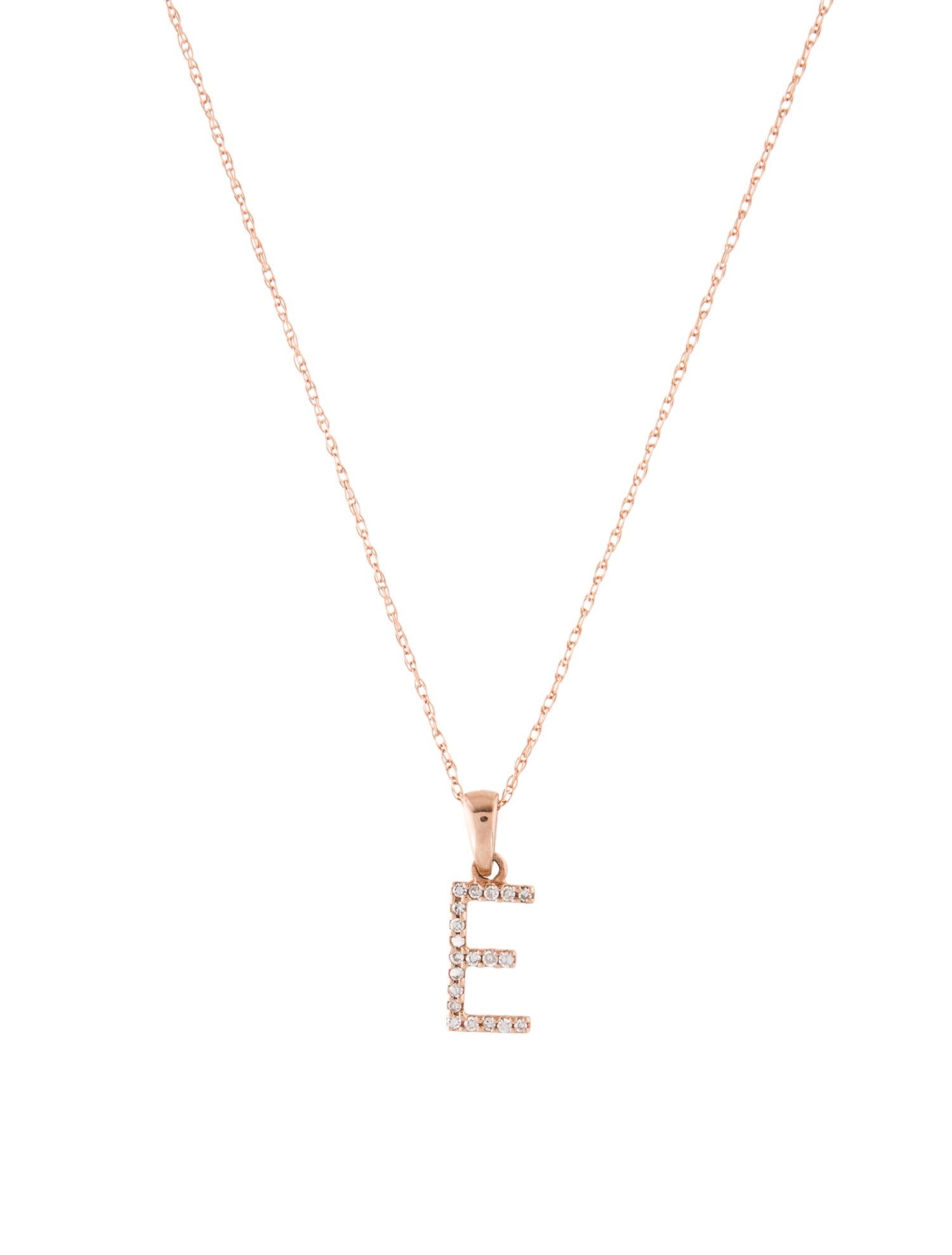 Necklace 14K Diamond 'E' Pendant Necklace