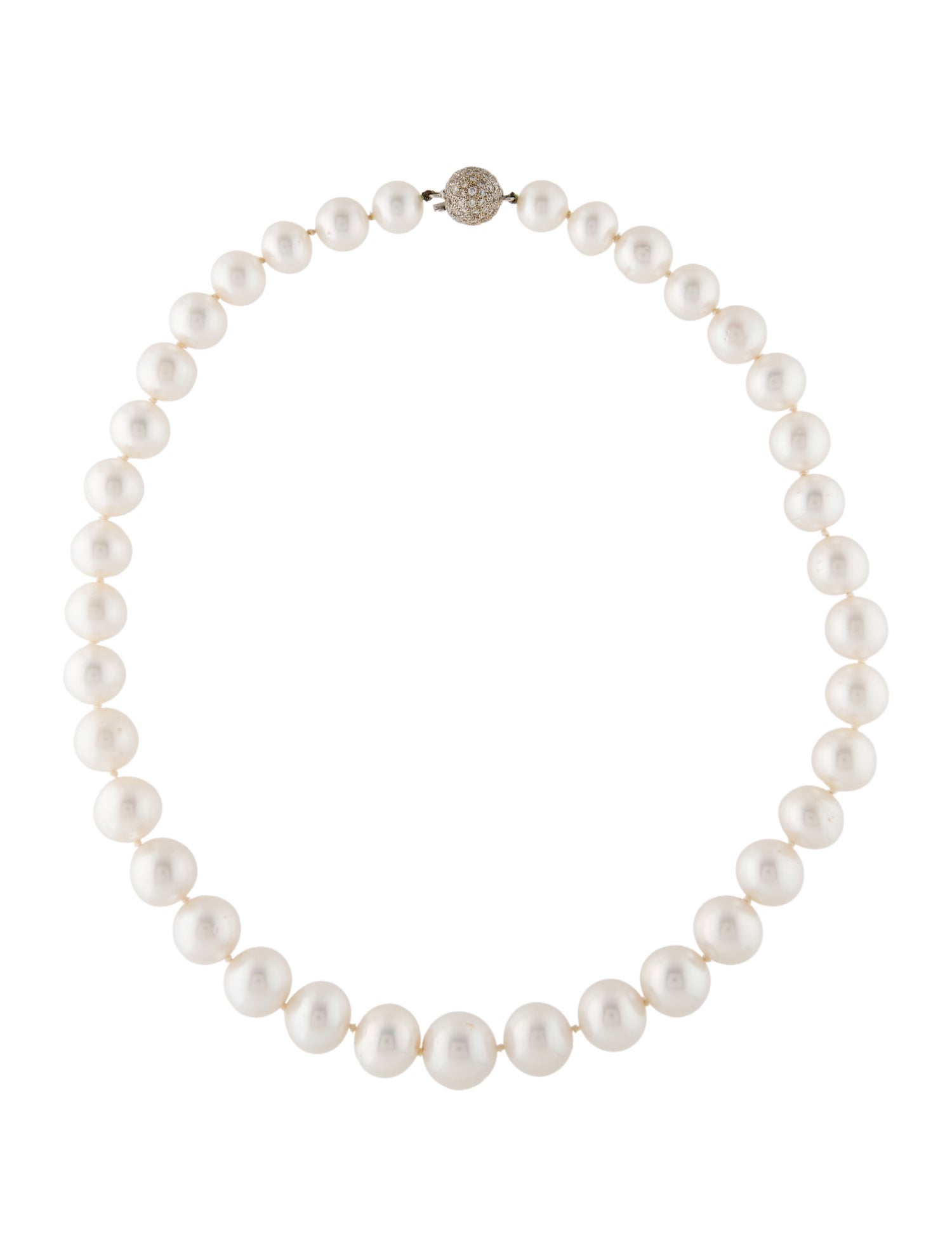 Necklace 18K Pearl & Diamond Bead Strand Necklace