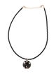 Necklace 14K Onyx, Ruby & Diamond Leather Pendant Necklace