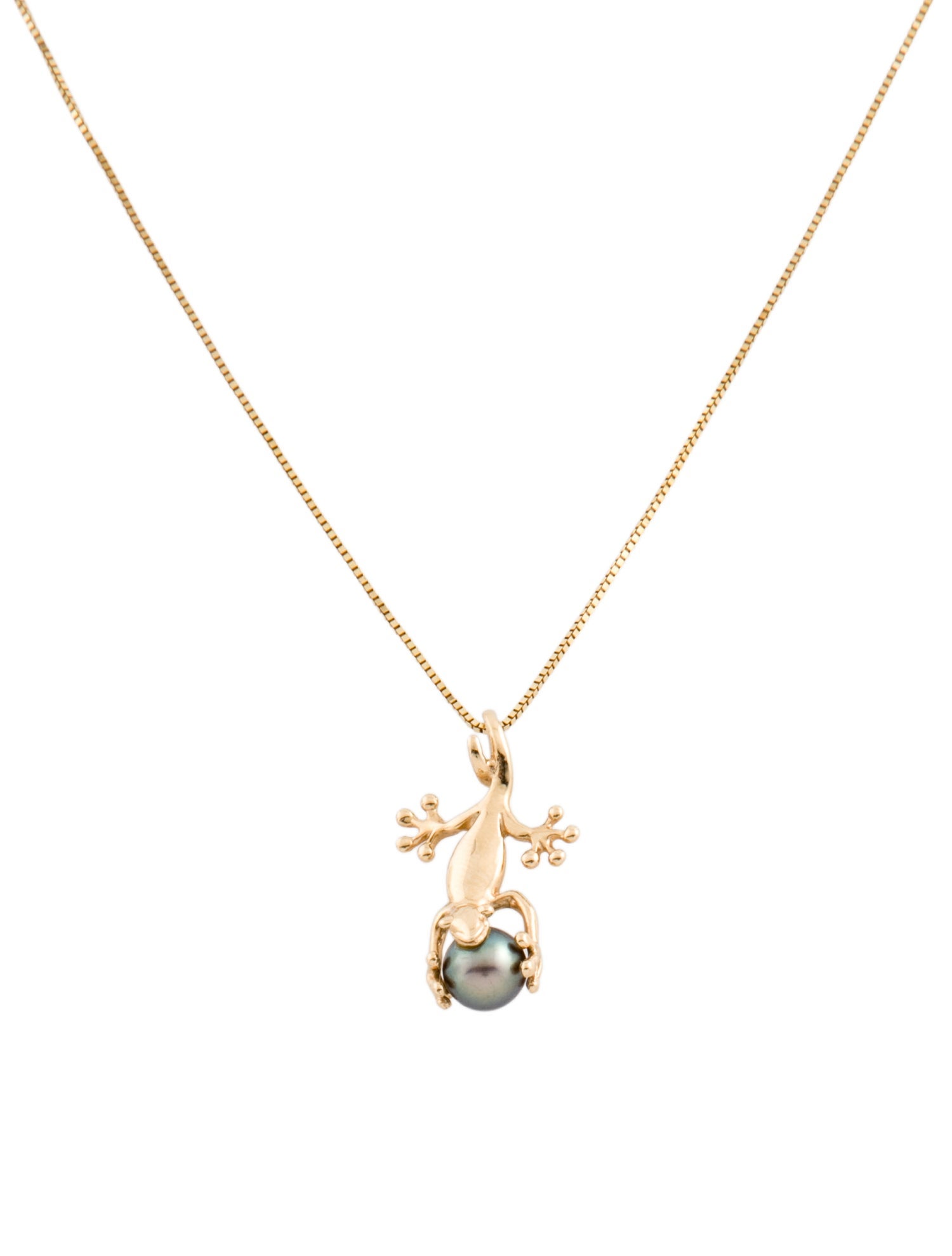Necklace 14K Pearl Lizard Pendant