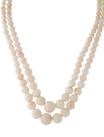 Necklace 18K Coral Double Strand Necklace