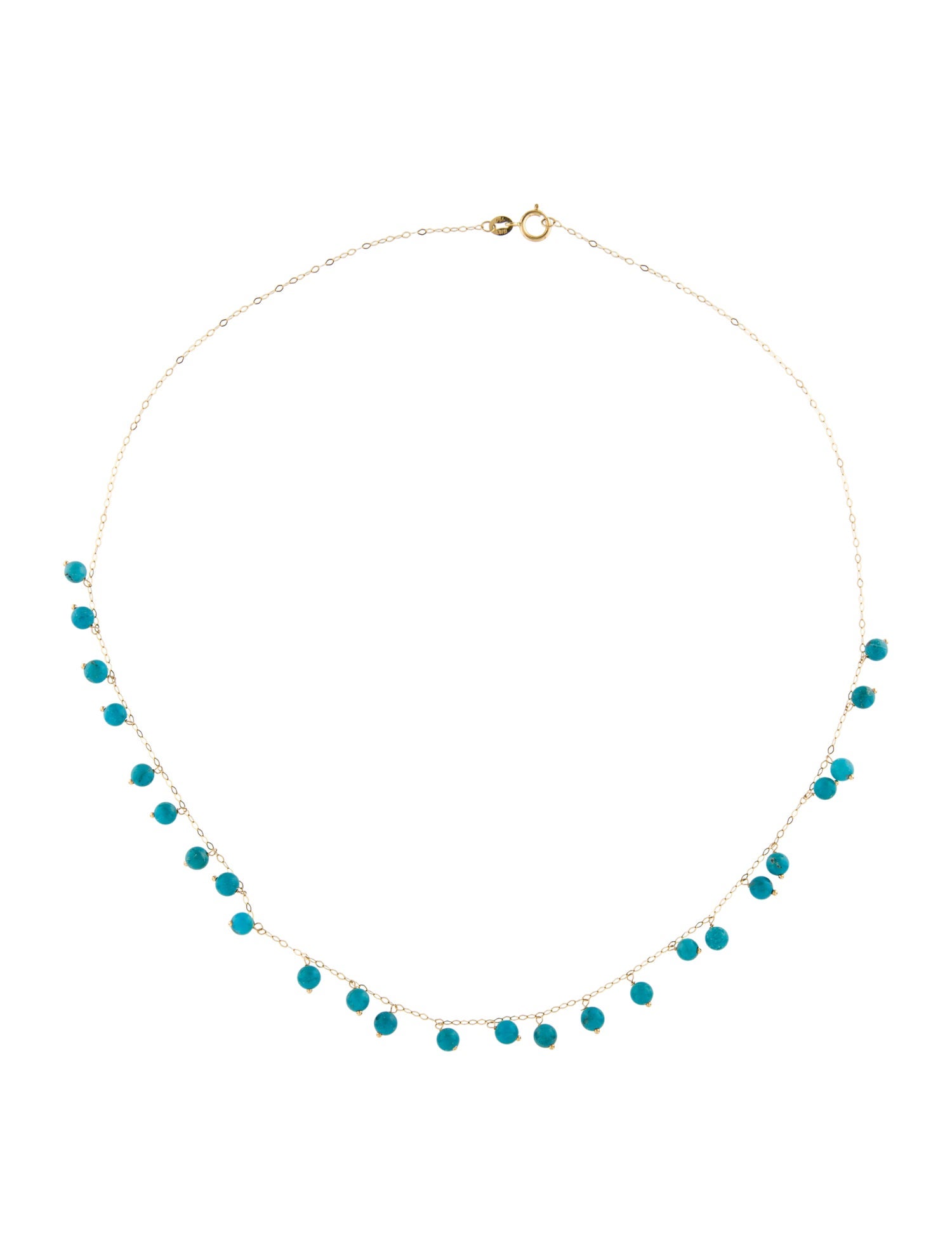 Necklace 18K Turquoise Beaded Chain