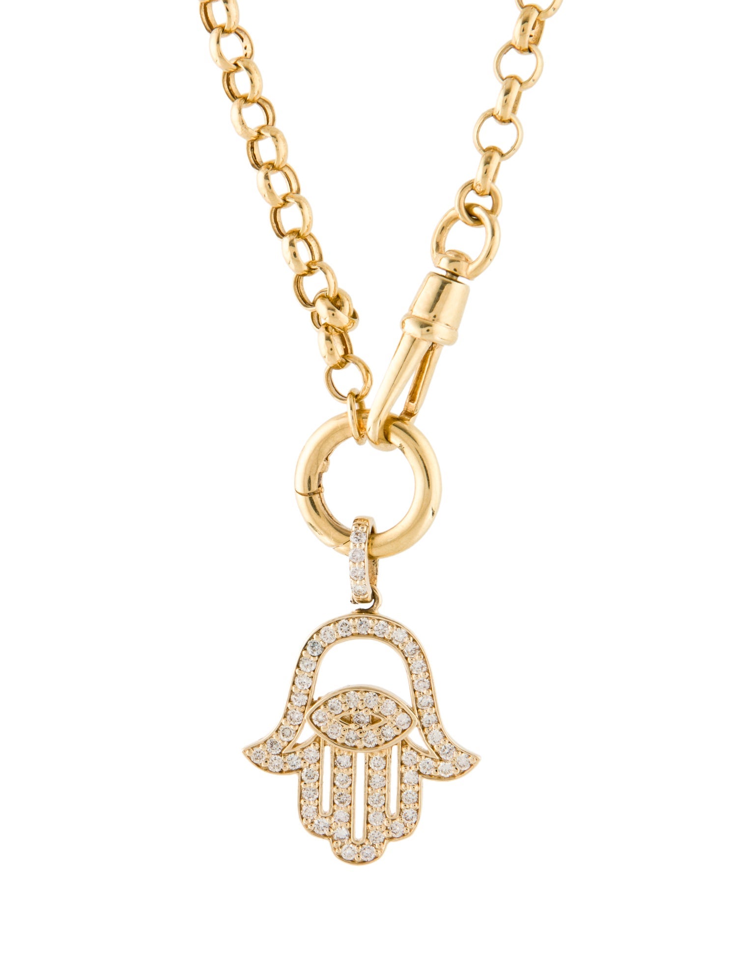 Necklace 14K Diamond Hamsa Pendant Necklace