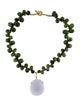 Necklace 18K Chalcedony & Tourmaline Beaded Pendant Necklace