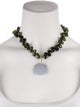 Necklace 18K Chalcedony & Tourmaline Beaded Pendant Necklace