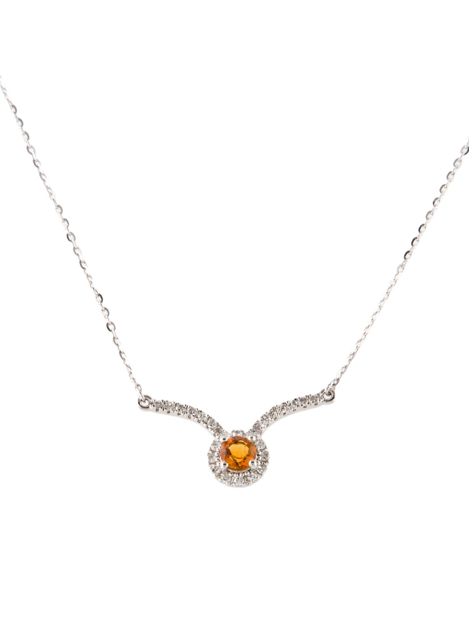 Necklace 14K Citrine & Diamond Pendant Necklace