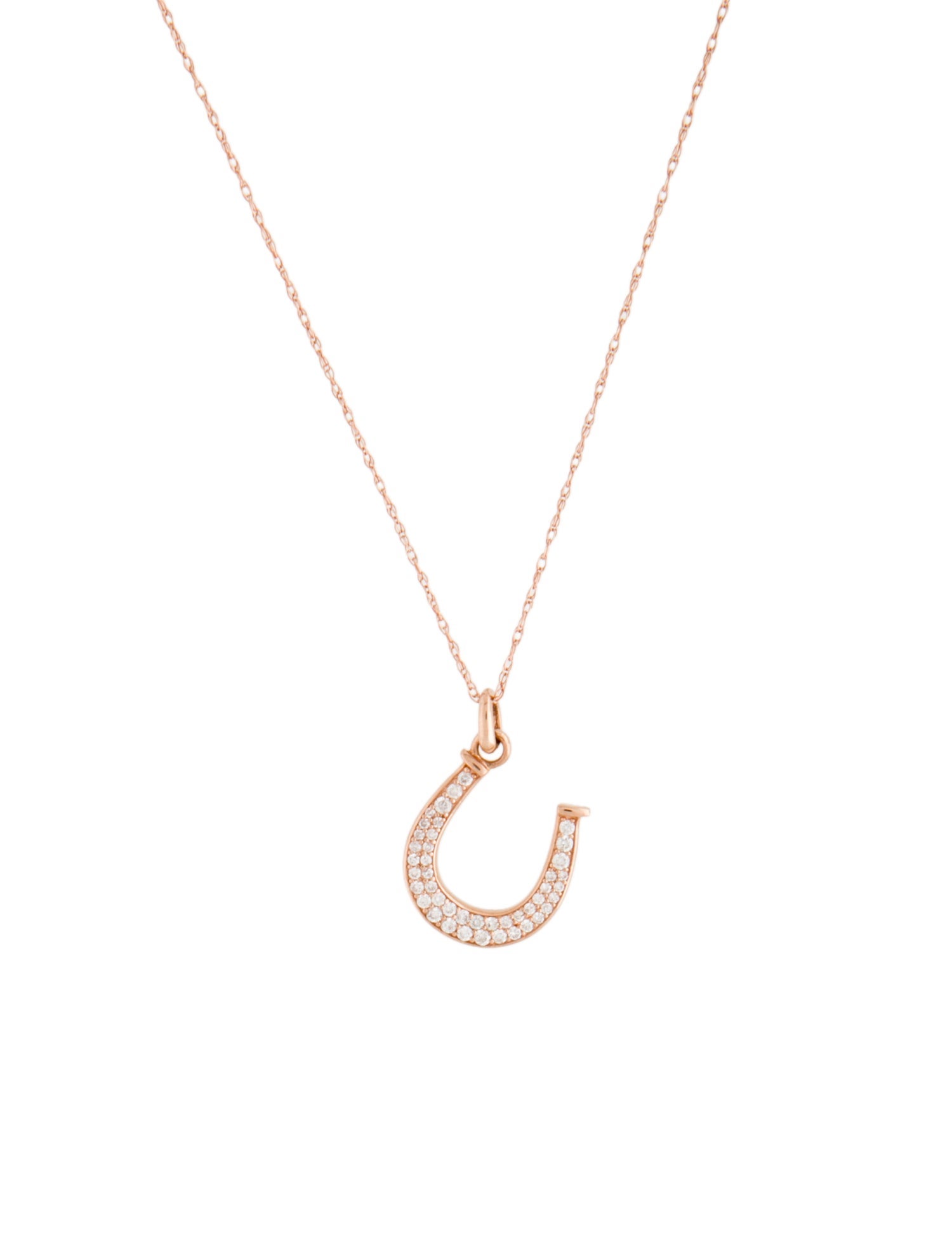 Necklace 14K Diamond Horseshoe Pendant Necklace