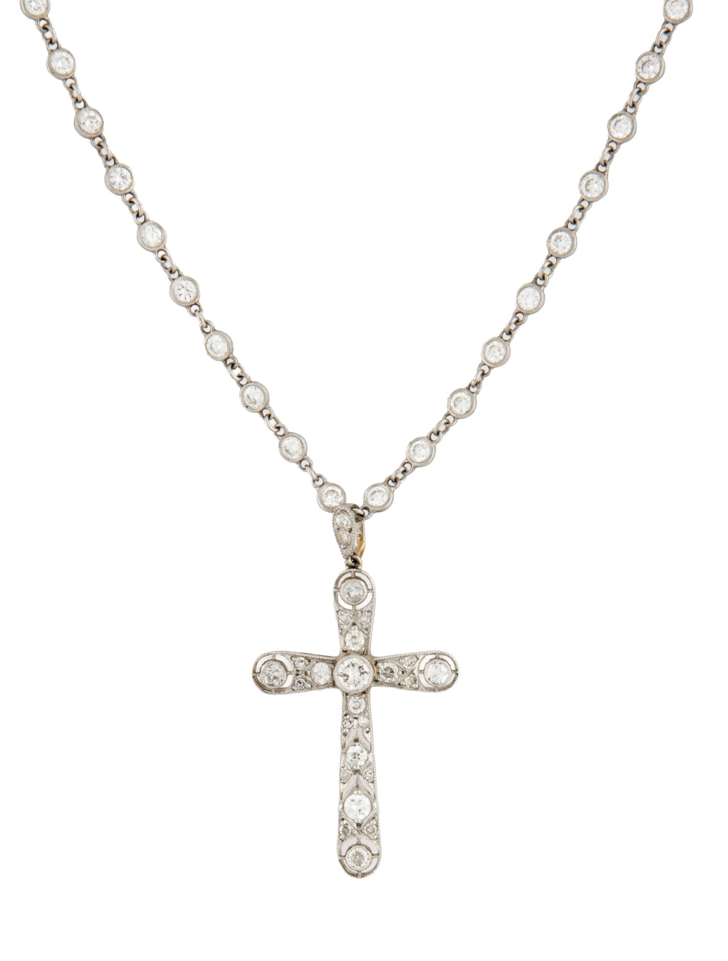 Necklace Platinum Diamond Cross Pendant Necklace
