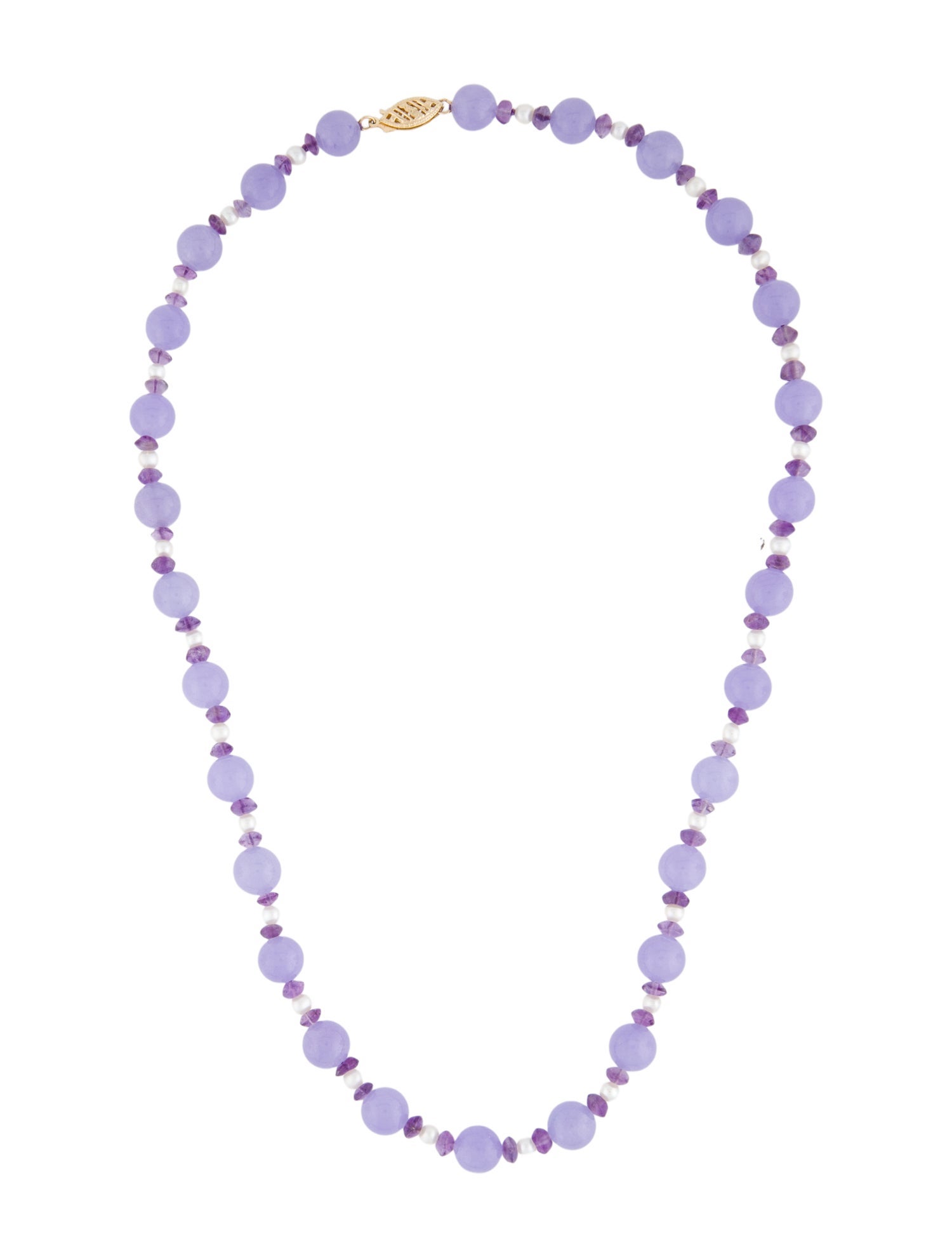 Necklace 14k Quartzite, Amethyst & Pearl Bead