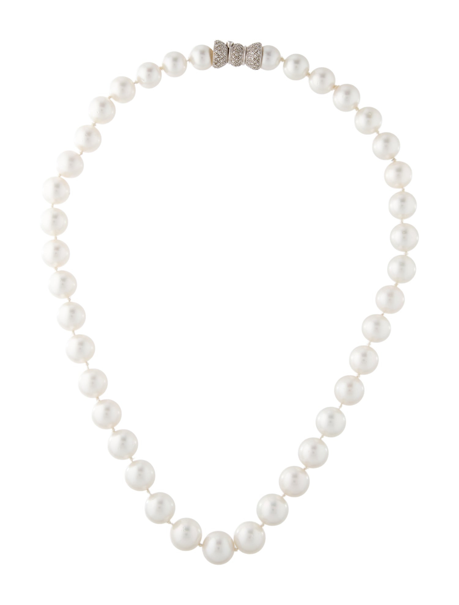 Necklace 18K Pearl & Diamond Bead Strand Necklace