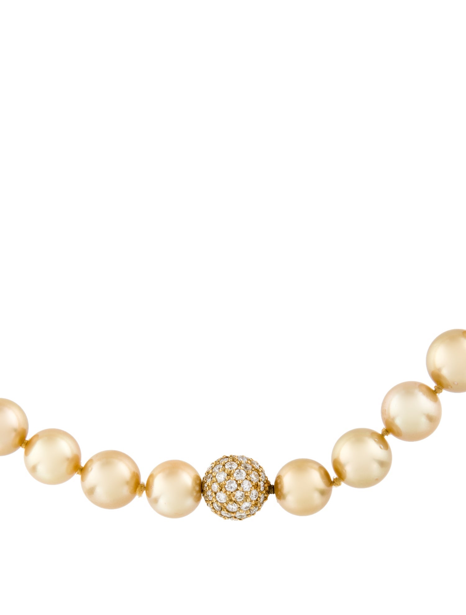 Necklace 18K Pearl & Diamond Bead Strand Necklace