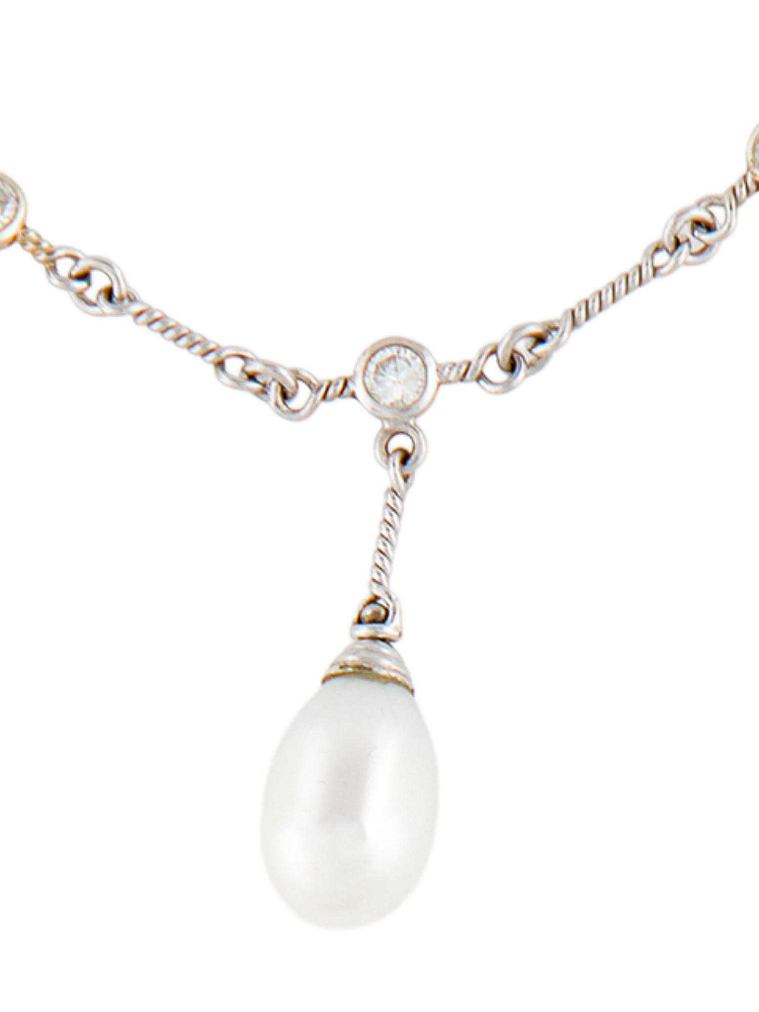 Necklace Pearl & Diamond Twist Lavalier