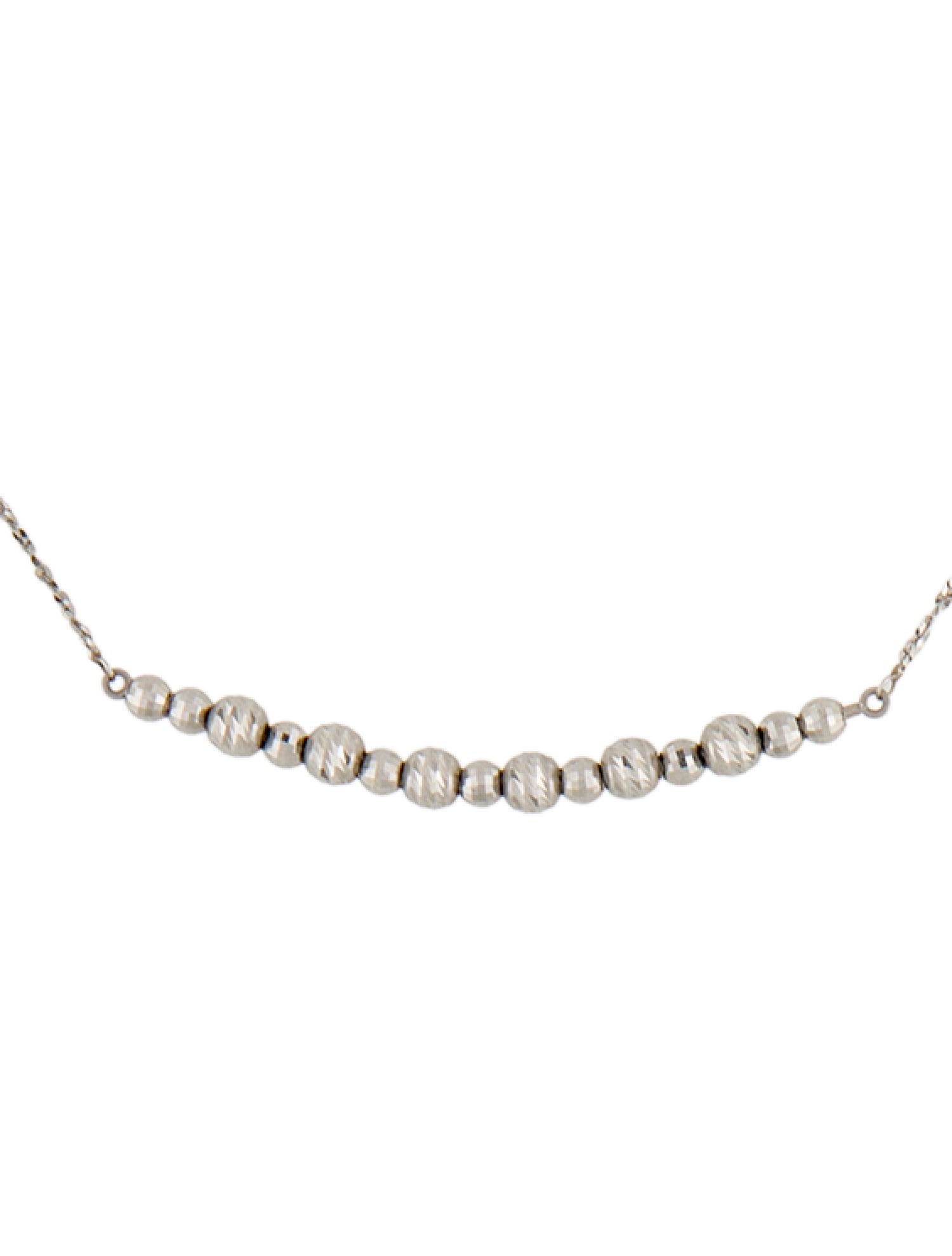 Necklace Platinum Textured Beaded Station Chain