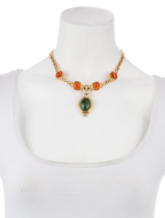 Necklace 18K 20.40ctw Fire Opal, Tourmaline & Diamond Necklace and Earrings Set