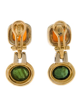 Necklace 18K 20.40ctw Fire Opal, Tourmaline & Diamond Necklace and Earrings Set