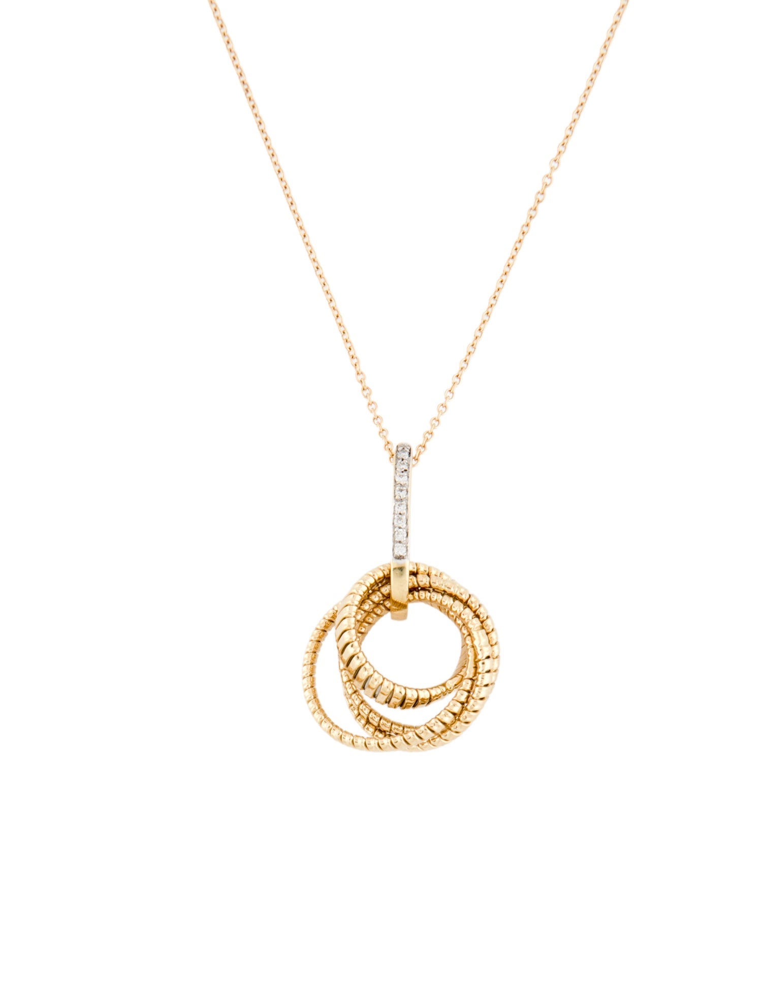 Necklace K Di Kuore Diamond Fluted Circle Pendant Necklace