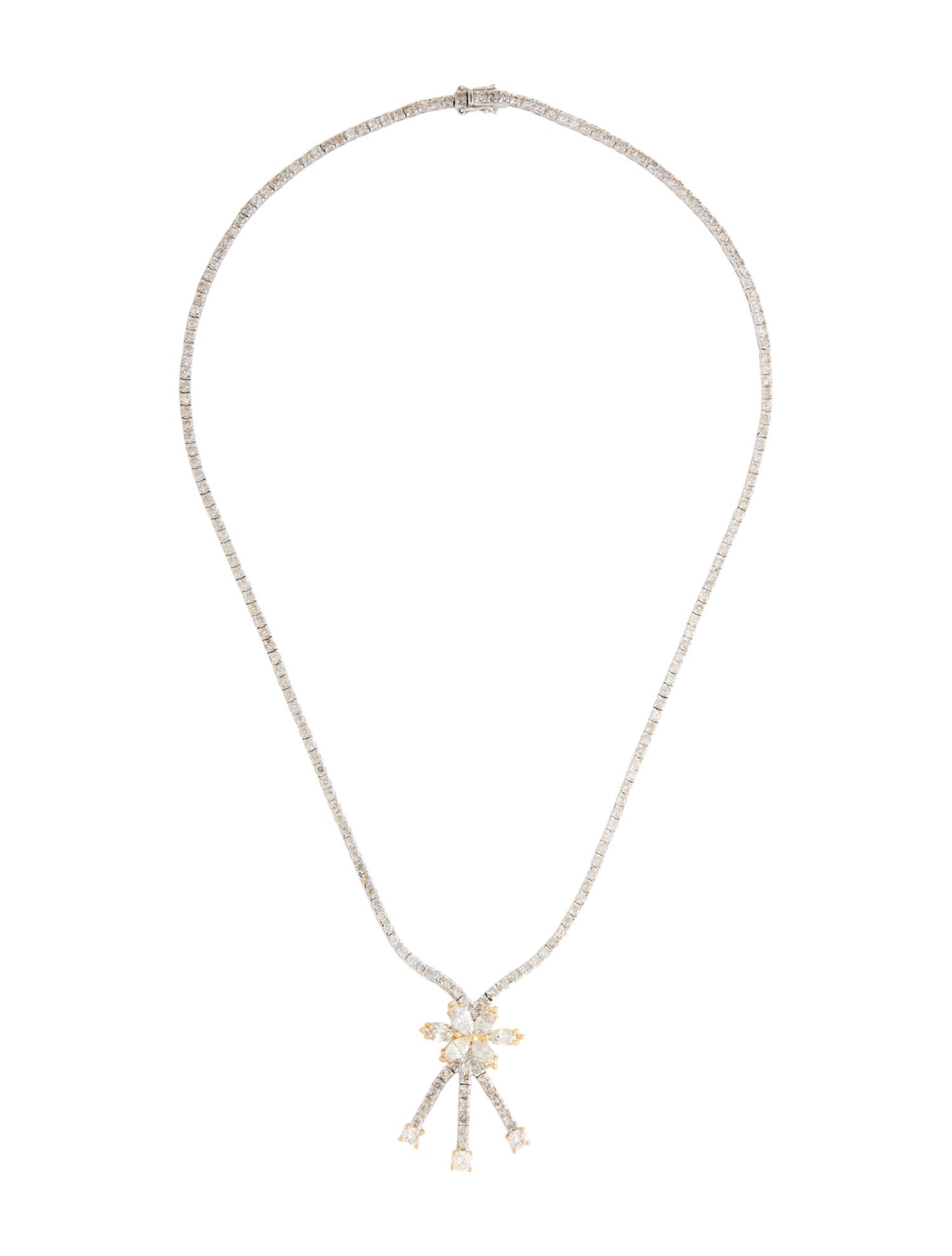 Necklace 18K Diamond Cluster Tennis Lavalier