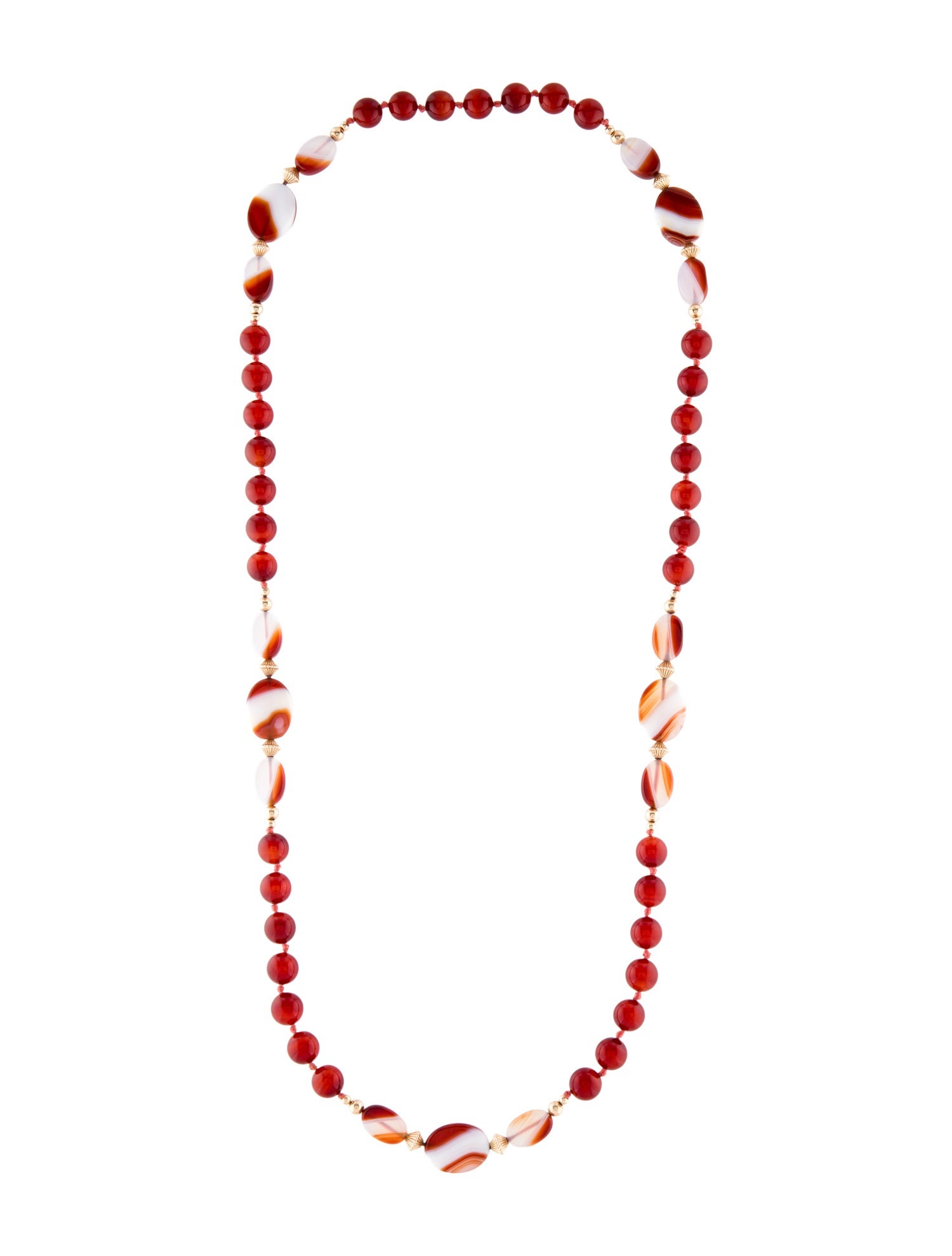 Necklace 14K Carnelian & Agate Beaded Necklace