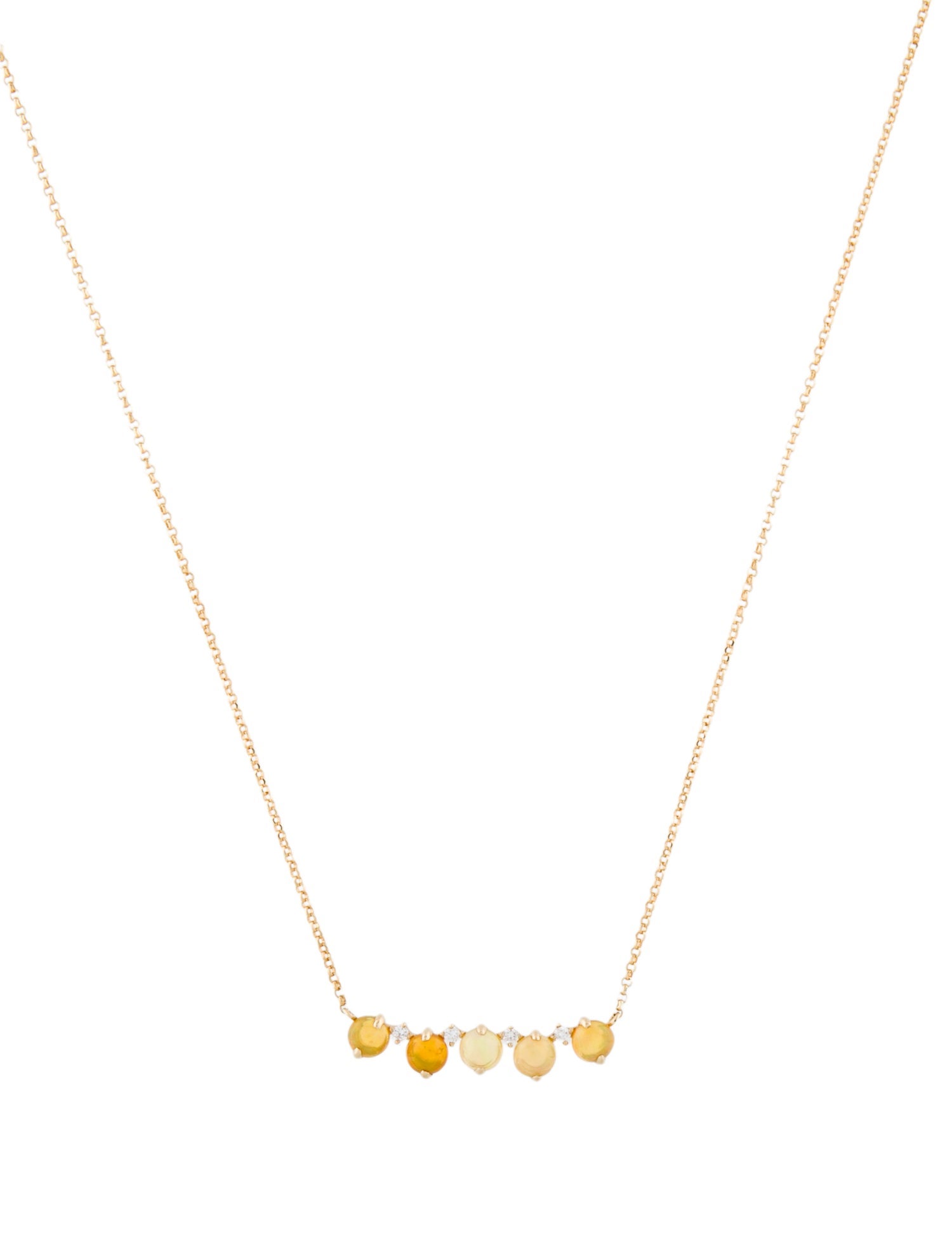 Necklace 14K Opal & Diamond Pendant Necklace