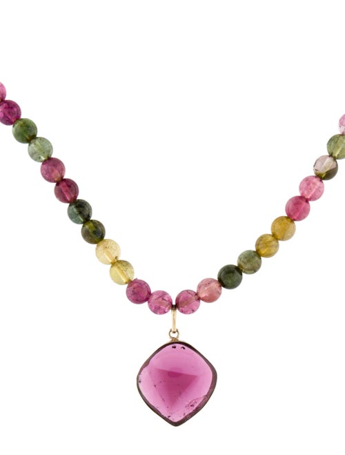 Necklace 18K Tourmaline Bead Pendant Necklace