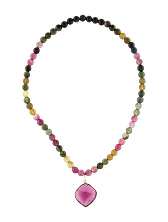 Necklace 18K Tourmaline Bead Pendant Necklace
