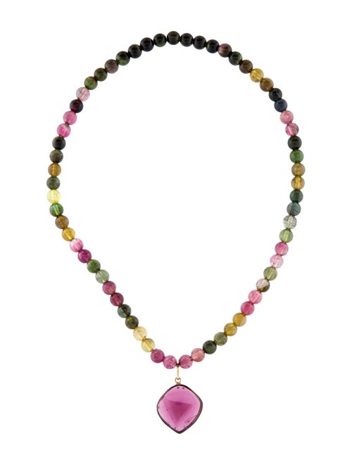 Necklace 18K Tourmaline Bead Pendant Necklace