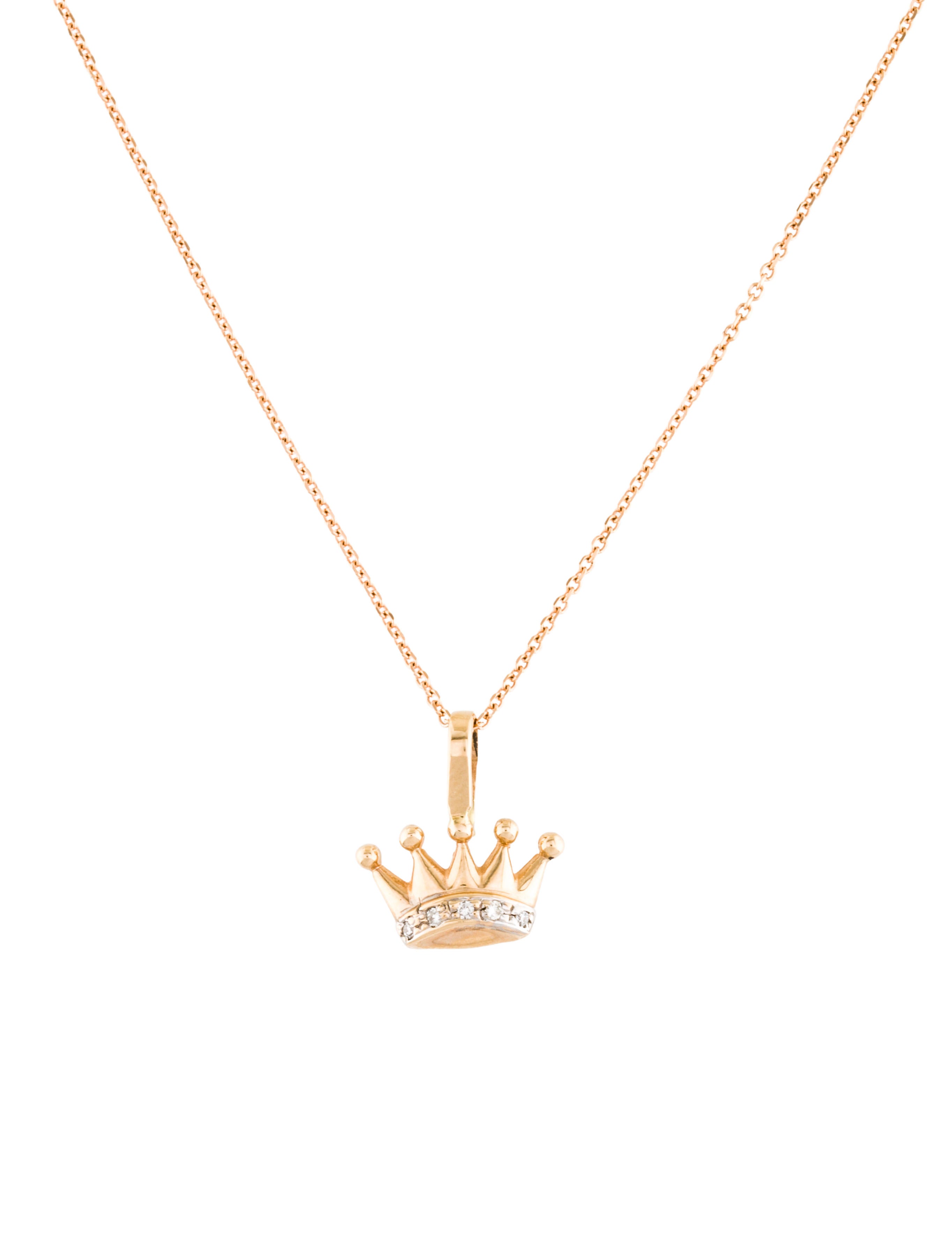 14K Diamond Crown Pendant Necklace Necklaces NECKL29701 The RealReal