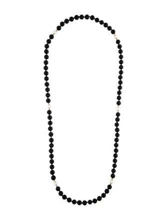 Necklace 14K Pearl & Onyx Bead Necklace