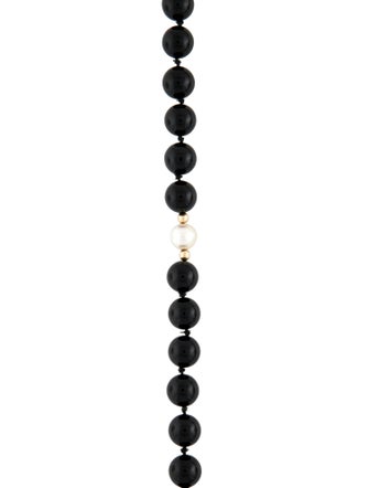 Necklace 14K Pearl & Onyx Bead Necklace