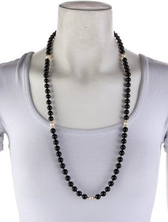 Necklace 14K Pearl & Onyx Bead Necklace