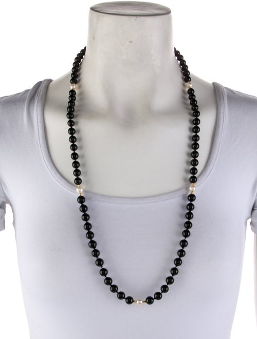 Necklace 14K Pearl & Onyx Bead Necklace