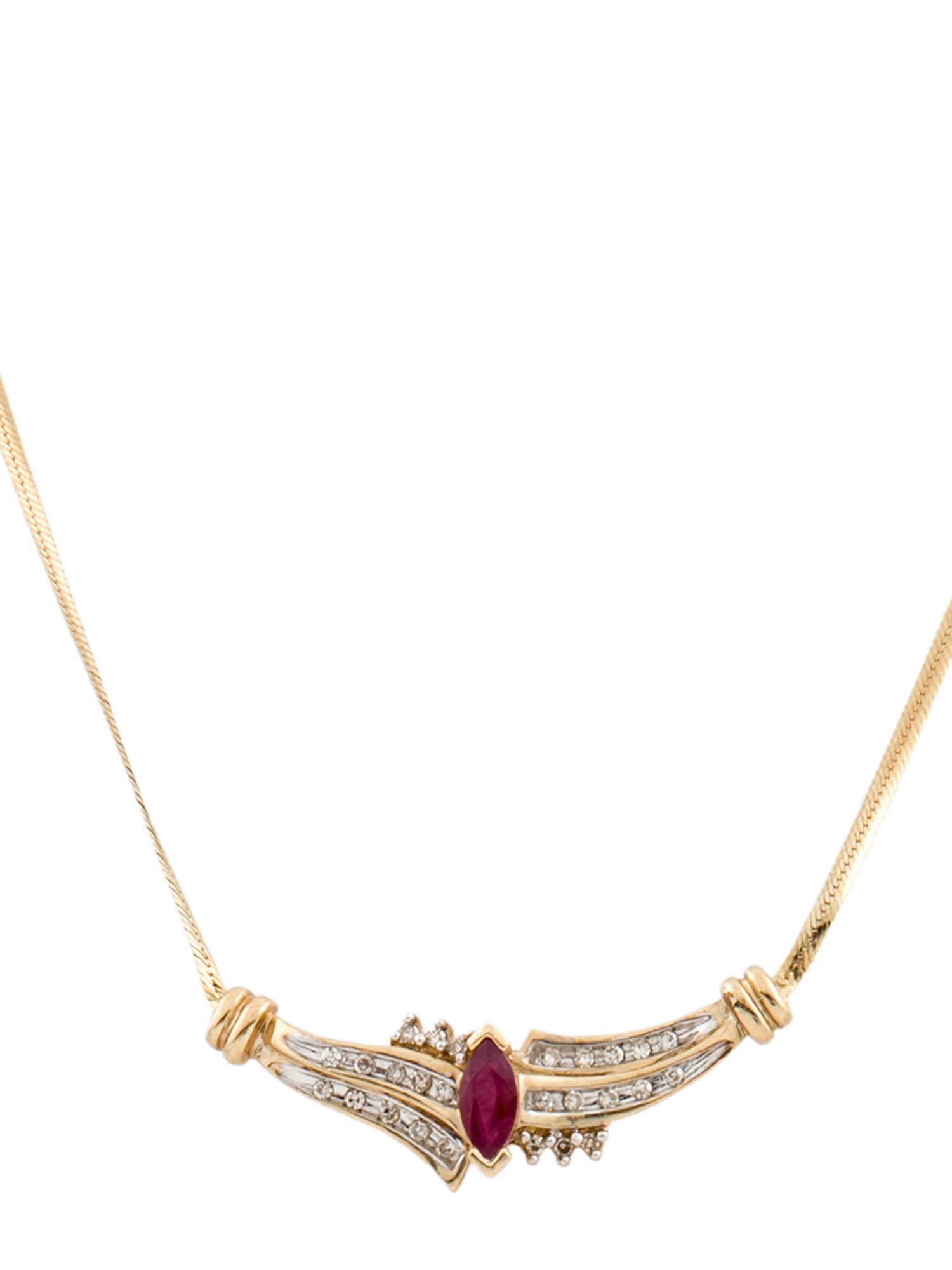 Necklace 14K Ruby & Diamond Pendant w/ 10K Chain