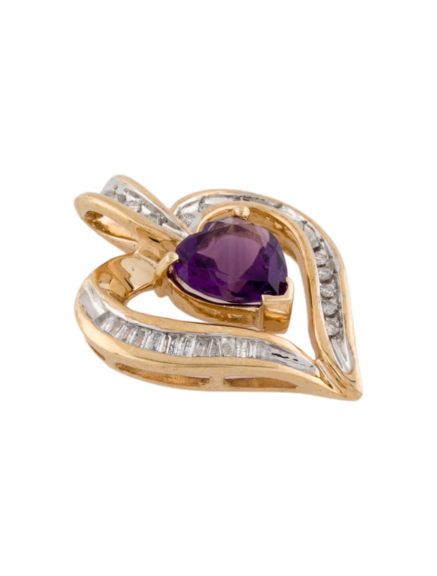 Necklace 10K Amethyst & Diamond Heart Pendant
