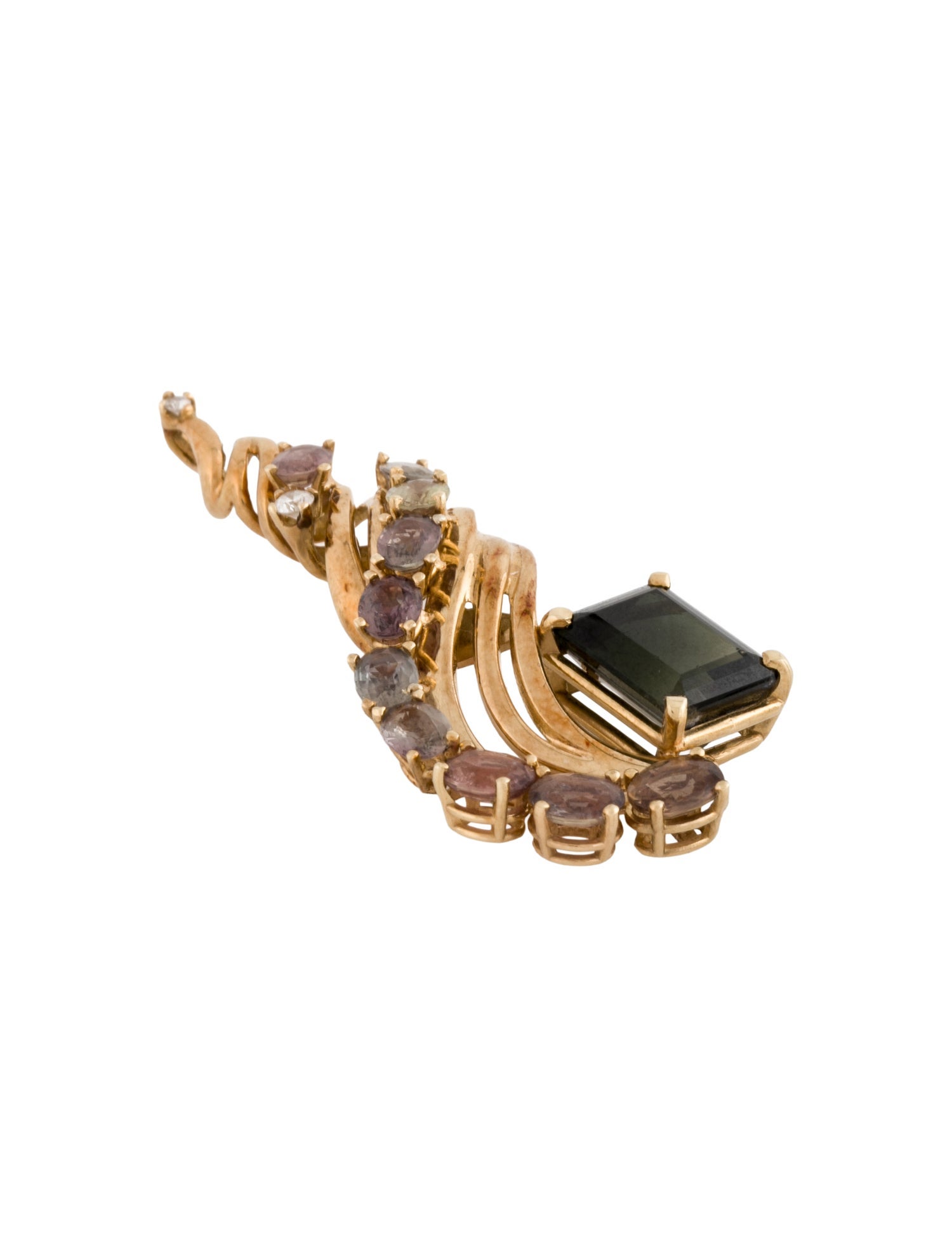 Necklace 14K 3.85ct Tourmaline, Multicolor Sapphire & Diamond Pendant