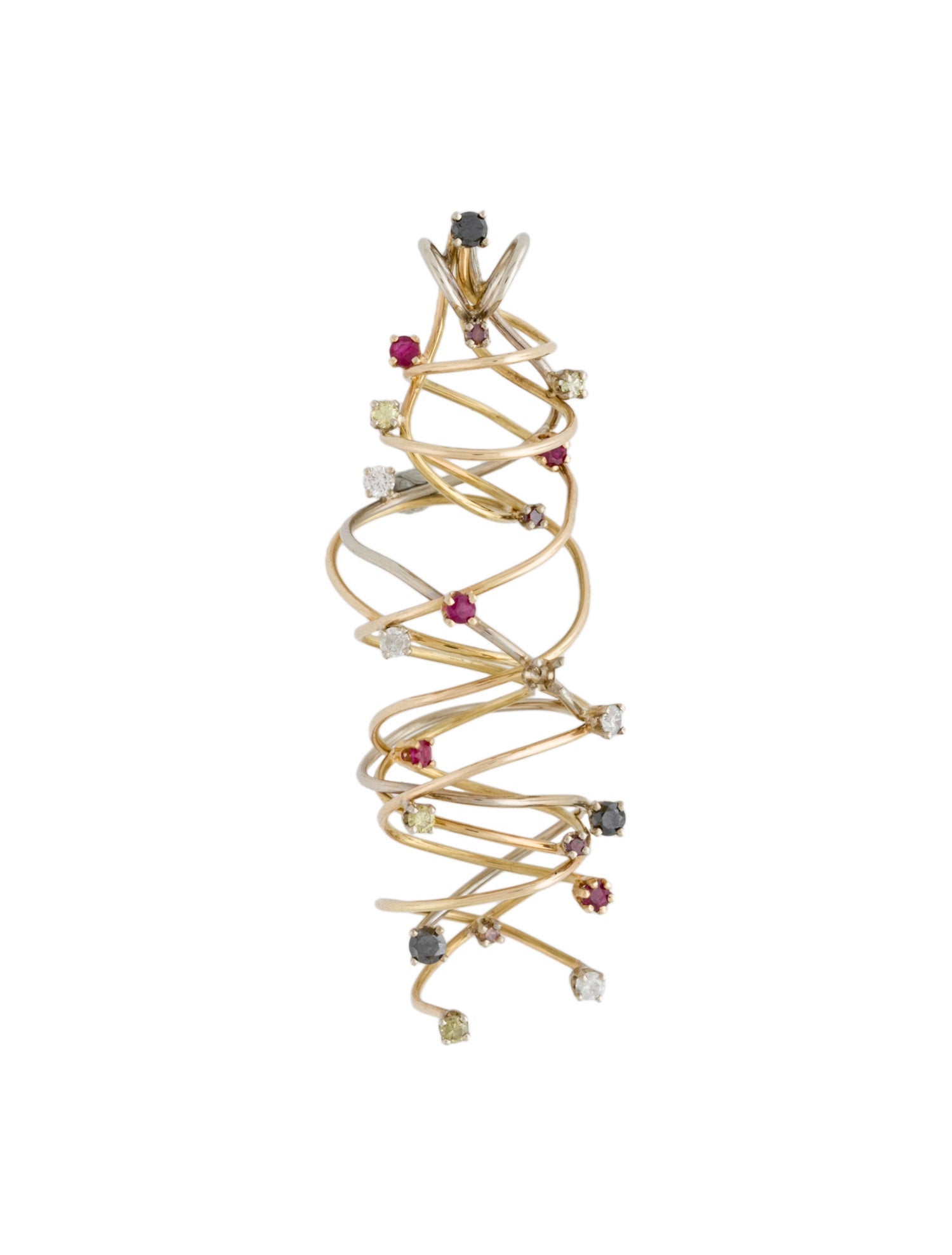 Necklace 14K Ruby & Diamond Spiral Wire Pendant