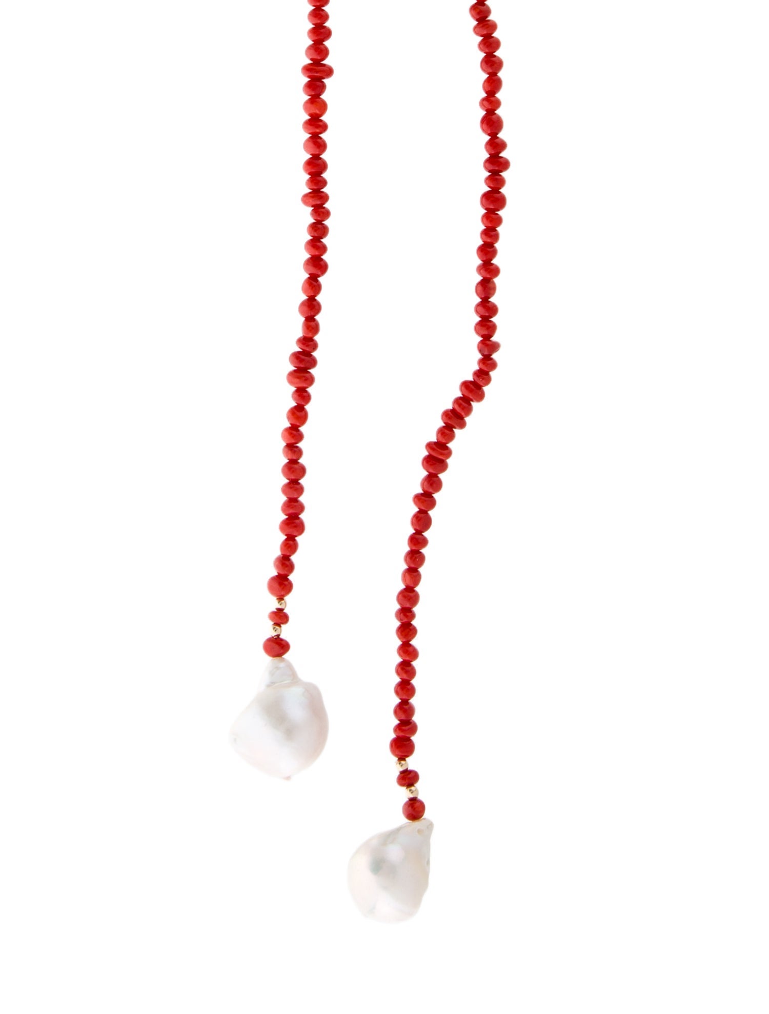 Necklace 14K Pearl & Coral Lariat