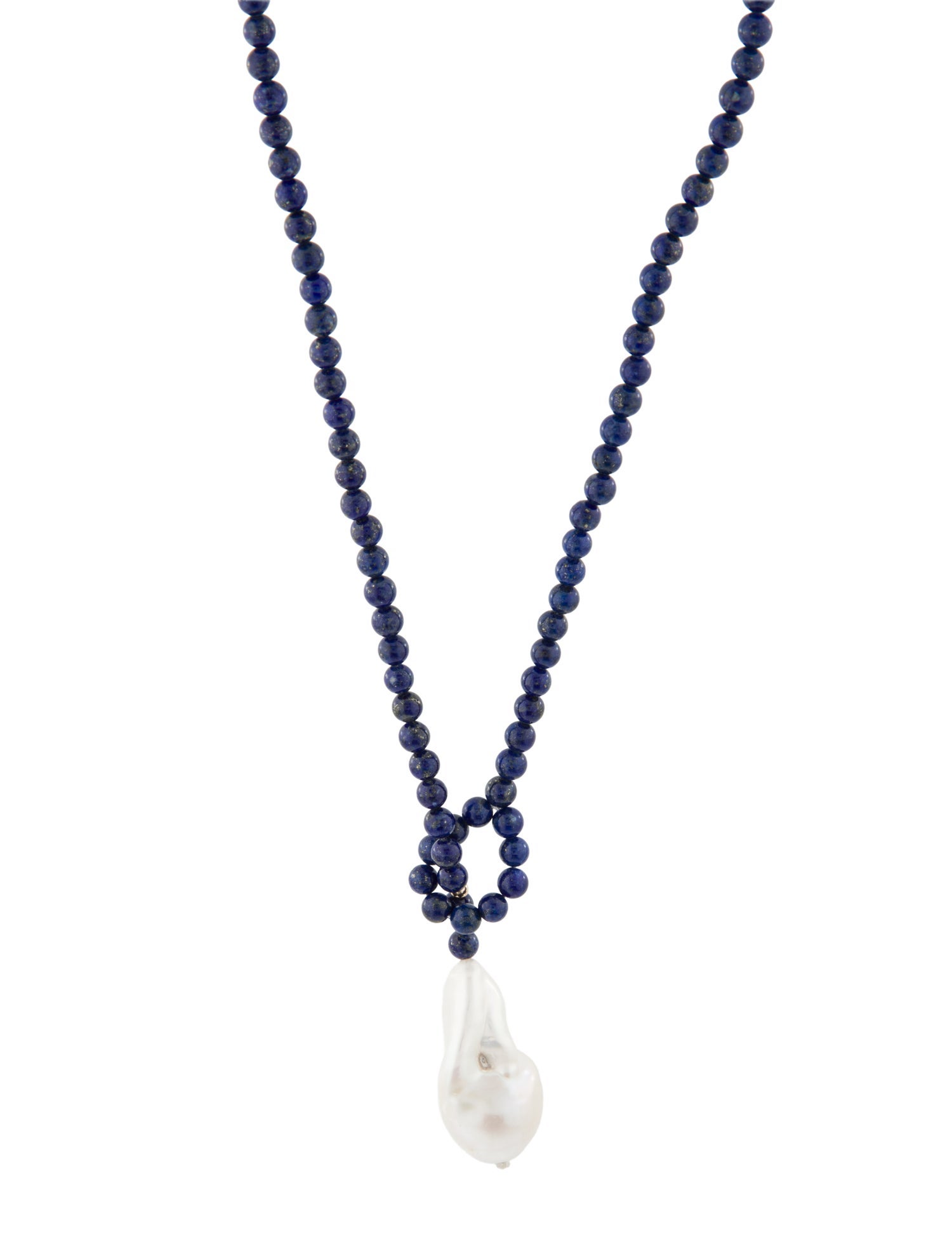 Necklace 14K Pearl & Lapis Lazuli Lariat