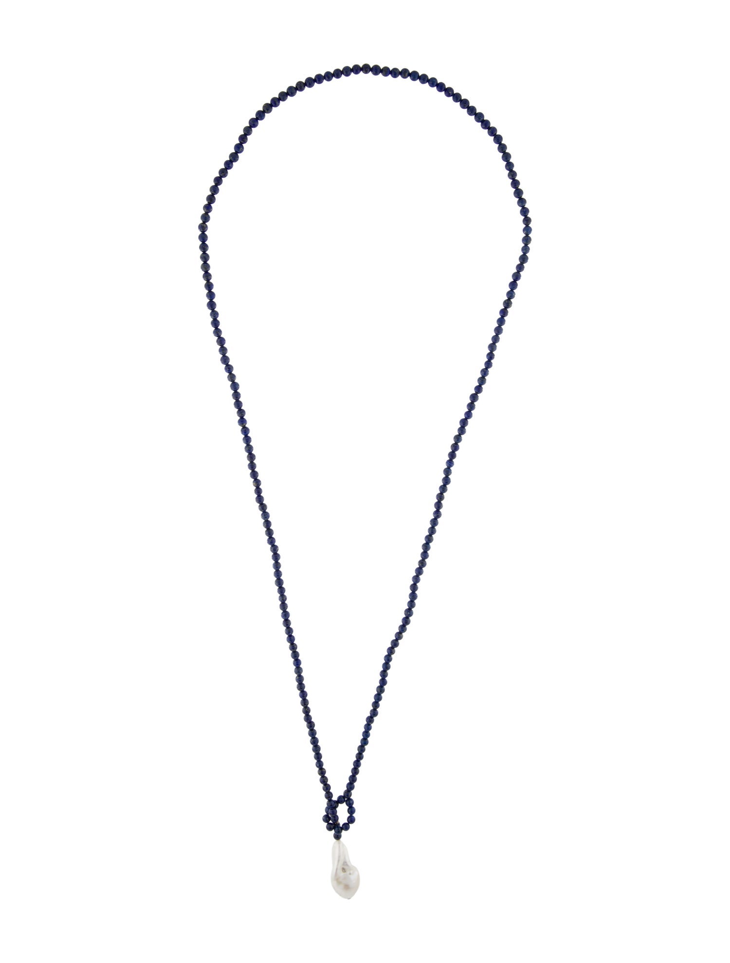 Necklace 14K Pearl & Lapis Lazuli Lariat