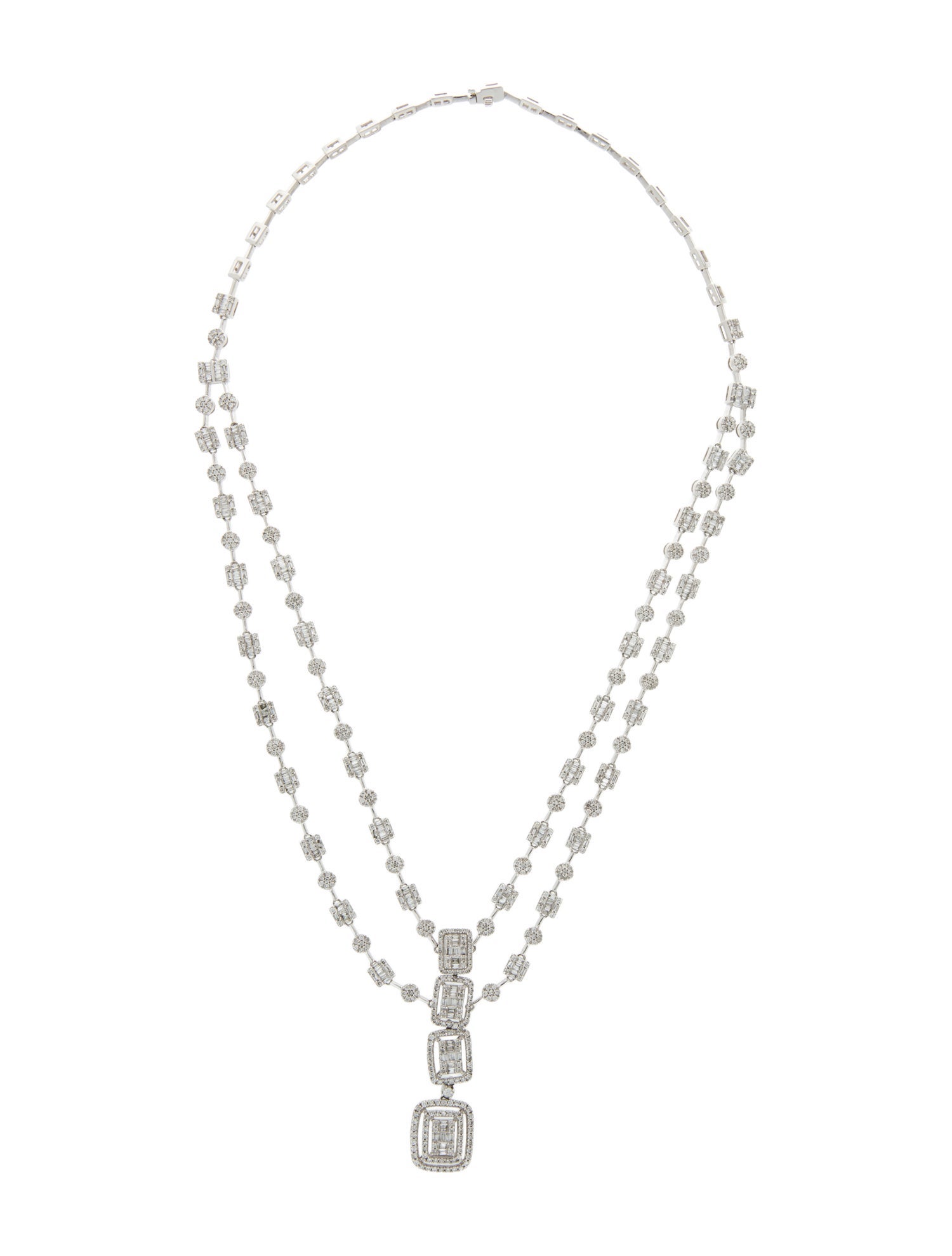Necklace 14K 5.10ctw Diamond Double Strand Lavalier