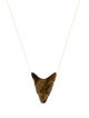 Necklace 14K Tiger's Eye Quartz & Onyx Wolf Head Pendant Necklace