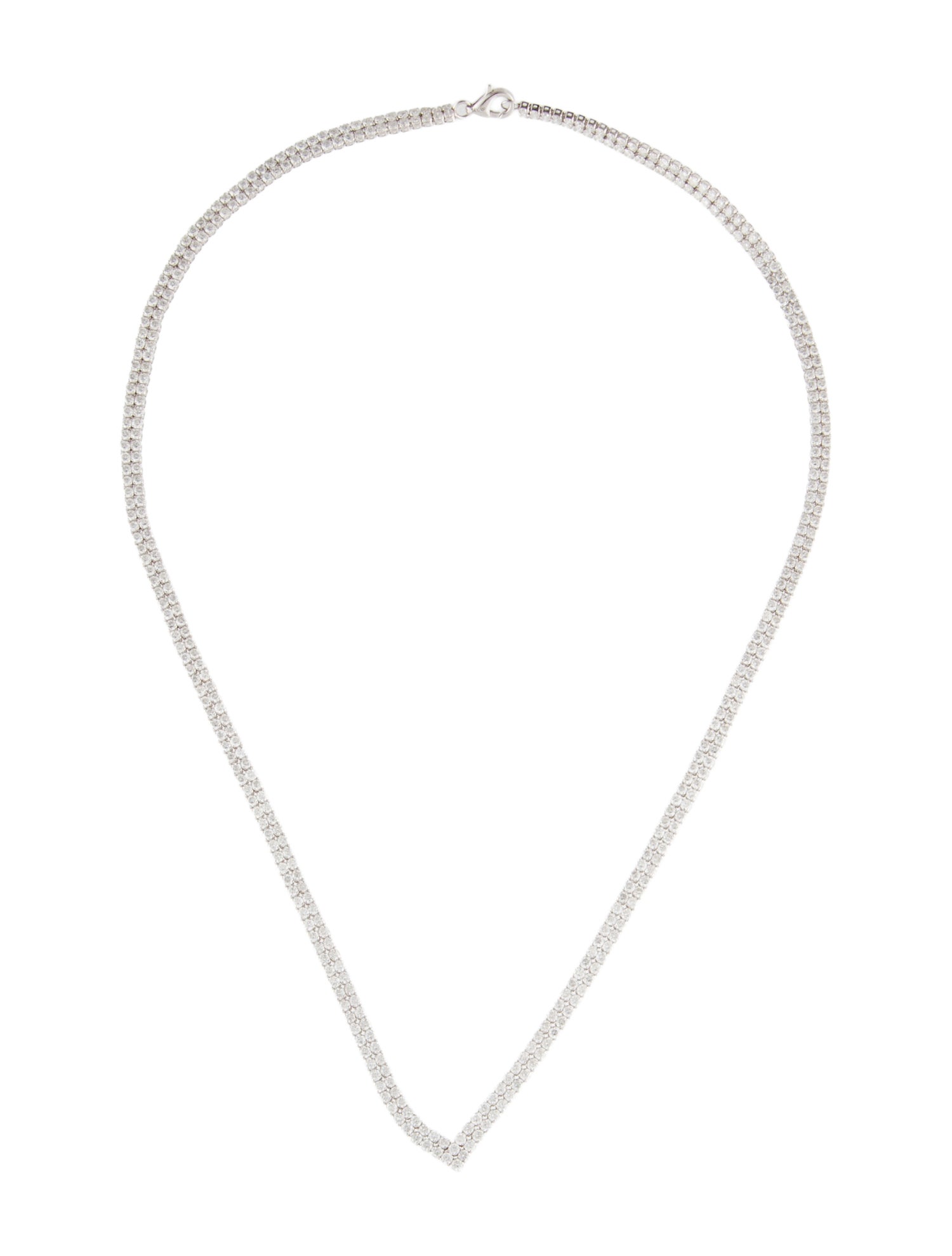 Necklace 14K 7.00ctw Diamond 2-Row V-Shaped Tennis Necklace