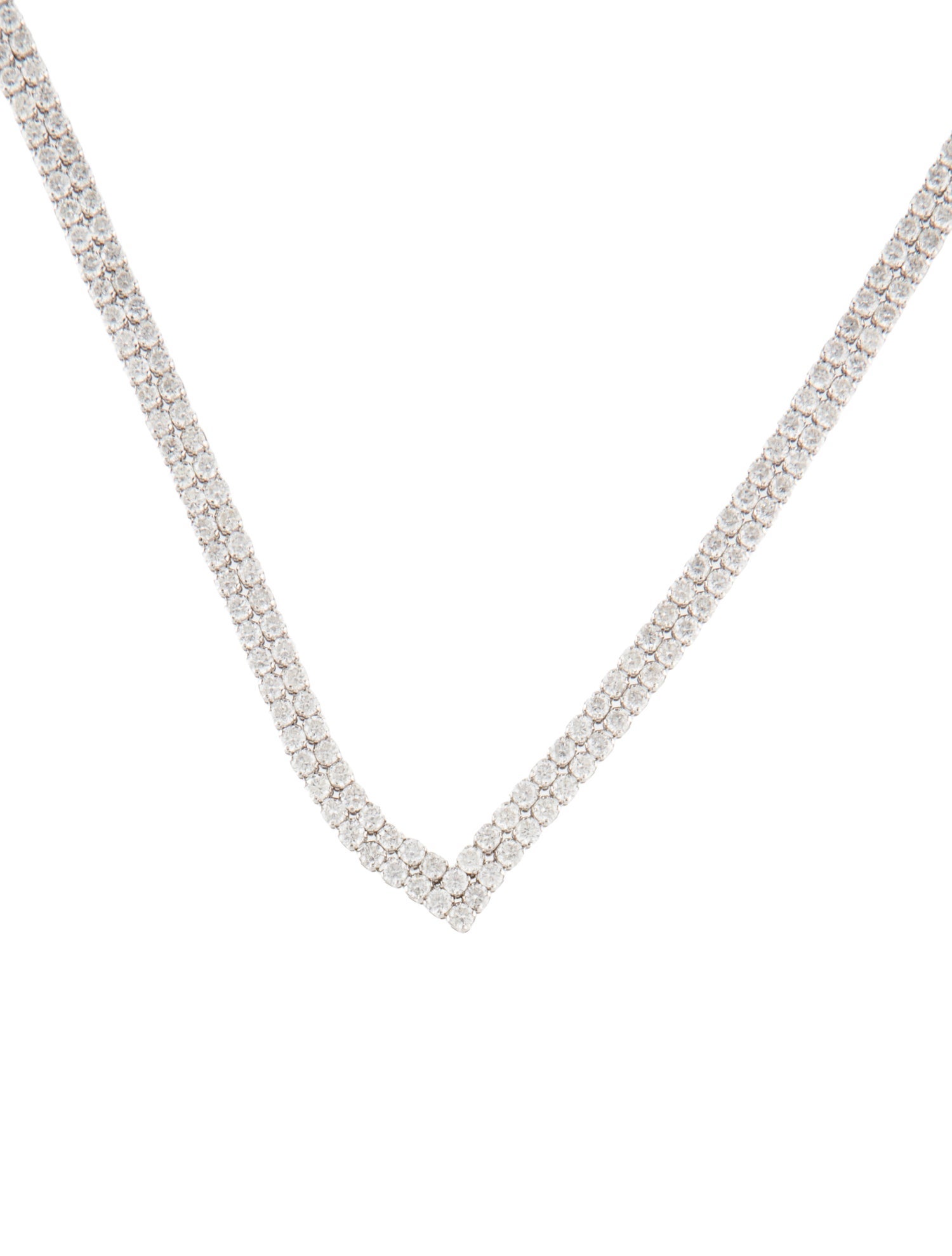Necklace 14K 7.00ctw Diamond 2-Row V-Shaped Tennis Necklace