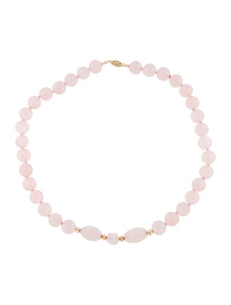 Necklace 14K Rose Quartz Bead Strand Necklace