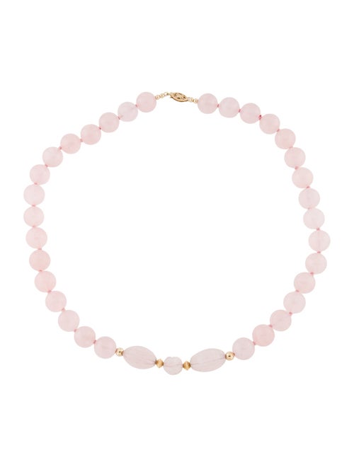 Necklace 14K Rose Quartz Bead Strand Necklace
