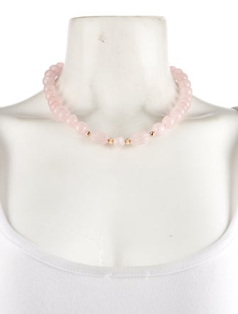 Necklace 14K Rose Quartz Bead Strand Necklace