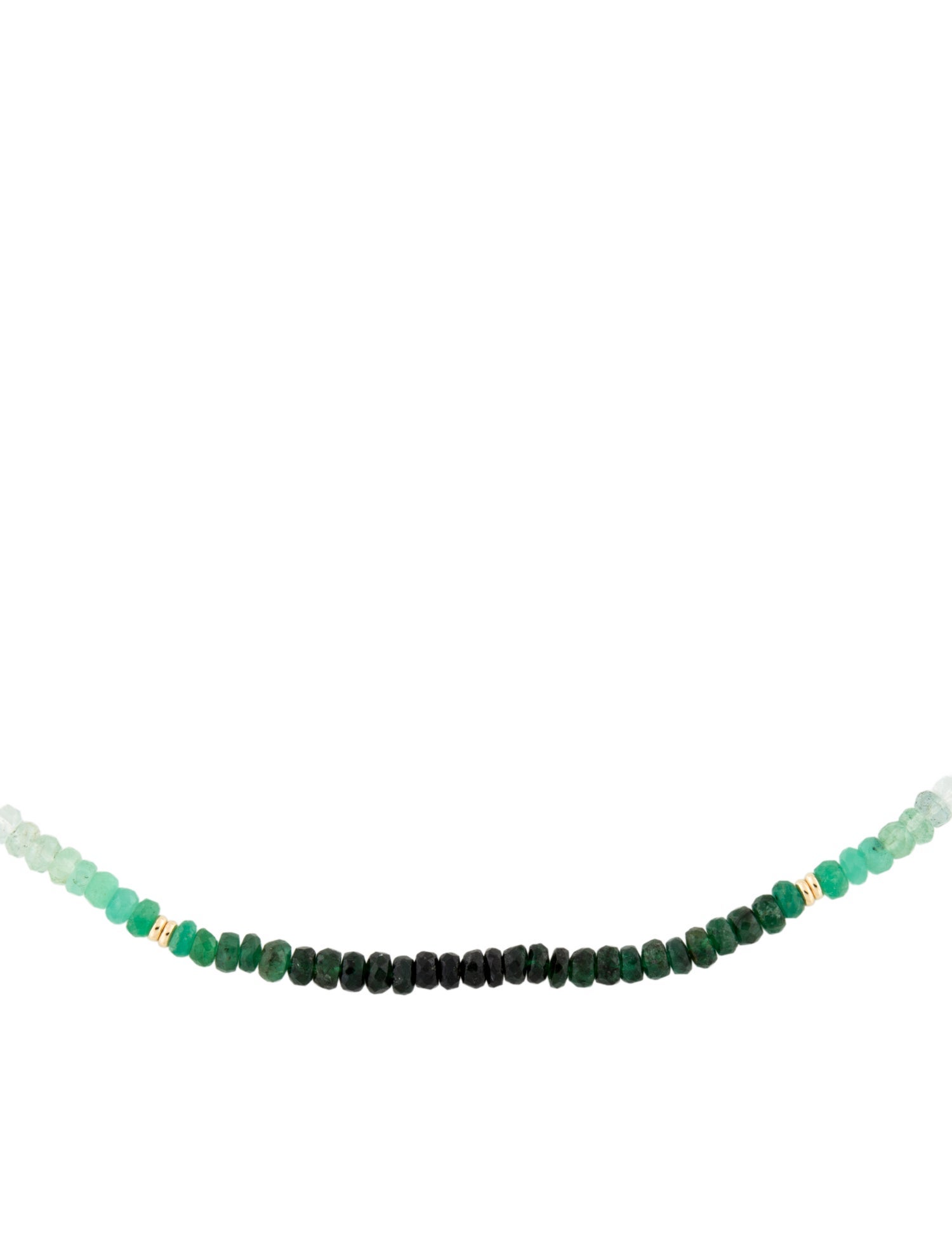 Necklace 18K Aquamarine & Emerald Bead Strand Necklace